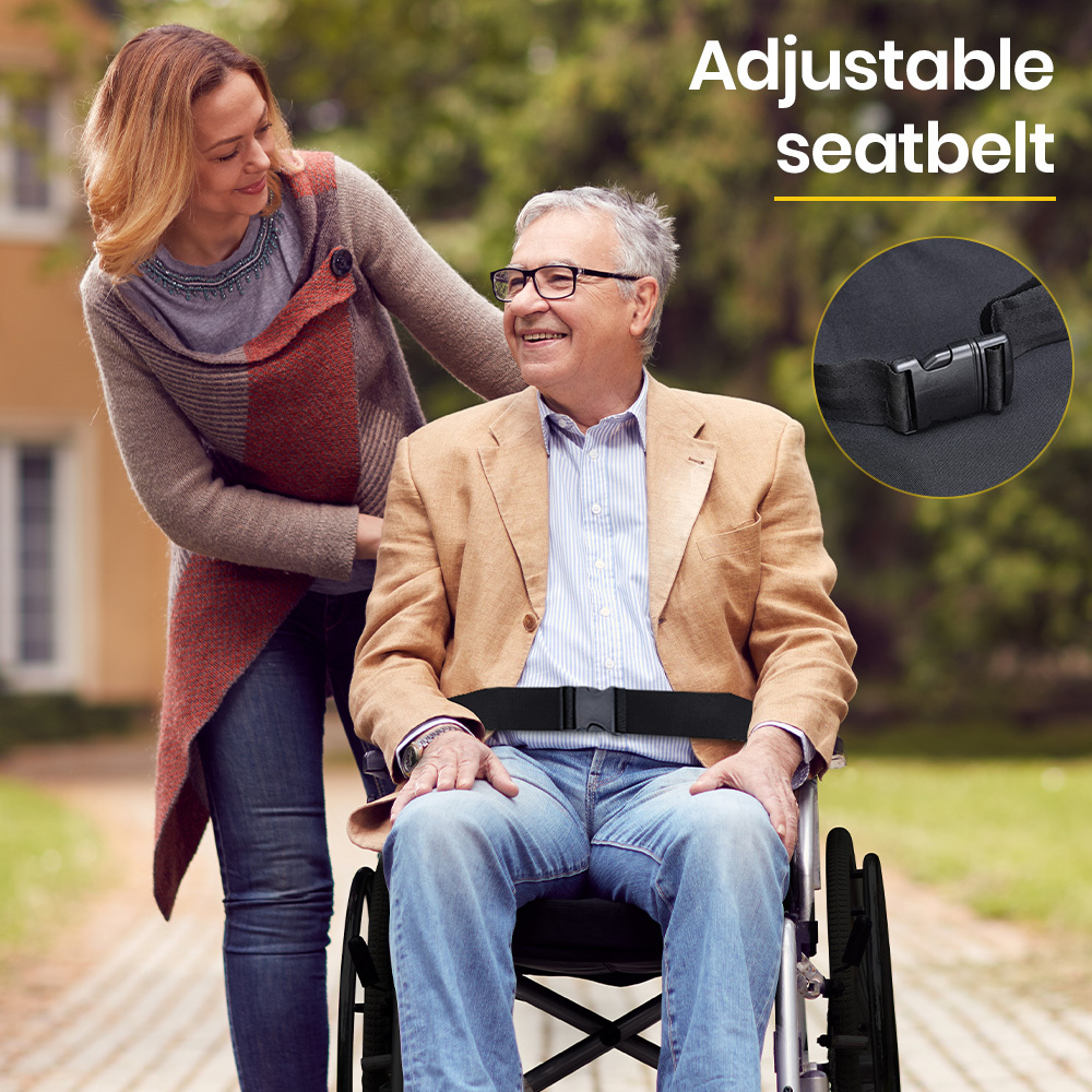 EQUIPMED 20 Inch Folding Wheelchair Lightweight Aluminium Portable with Park Brakes, Black โ image 4