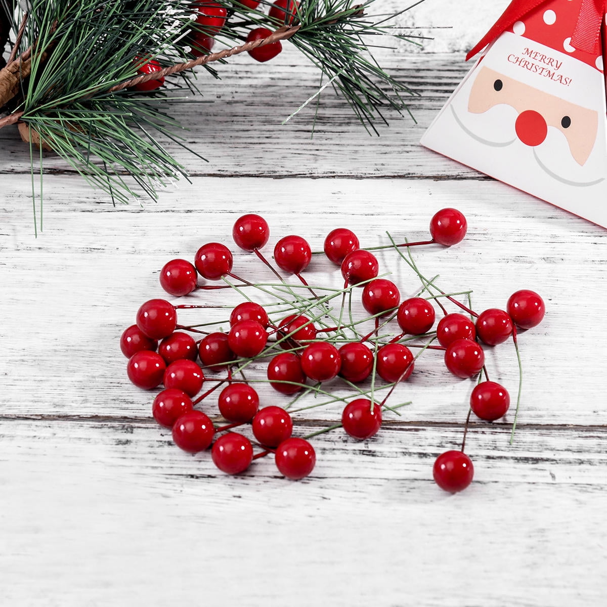100 Pcs Christmas Artificial Red Berries for Holiday Home Decoration, Realistic Faux Berry Garland Accents — image 2
