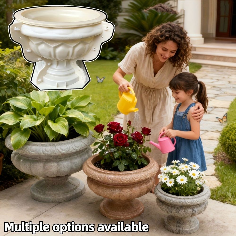 1pc Circular Large-Diameter Cement Flowerpot Mold, Bottom Grouted Thickened Plastic Concrete Mold for DIY Potted Plants 25 Round — image 4