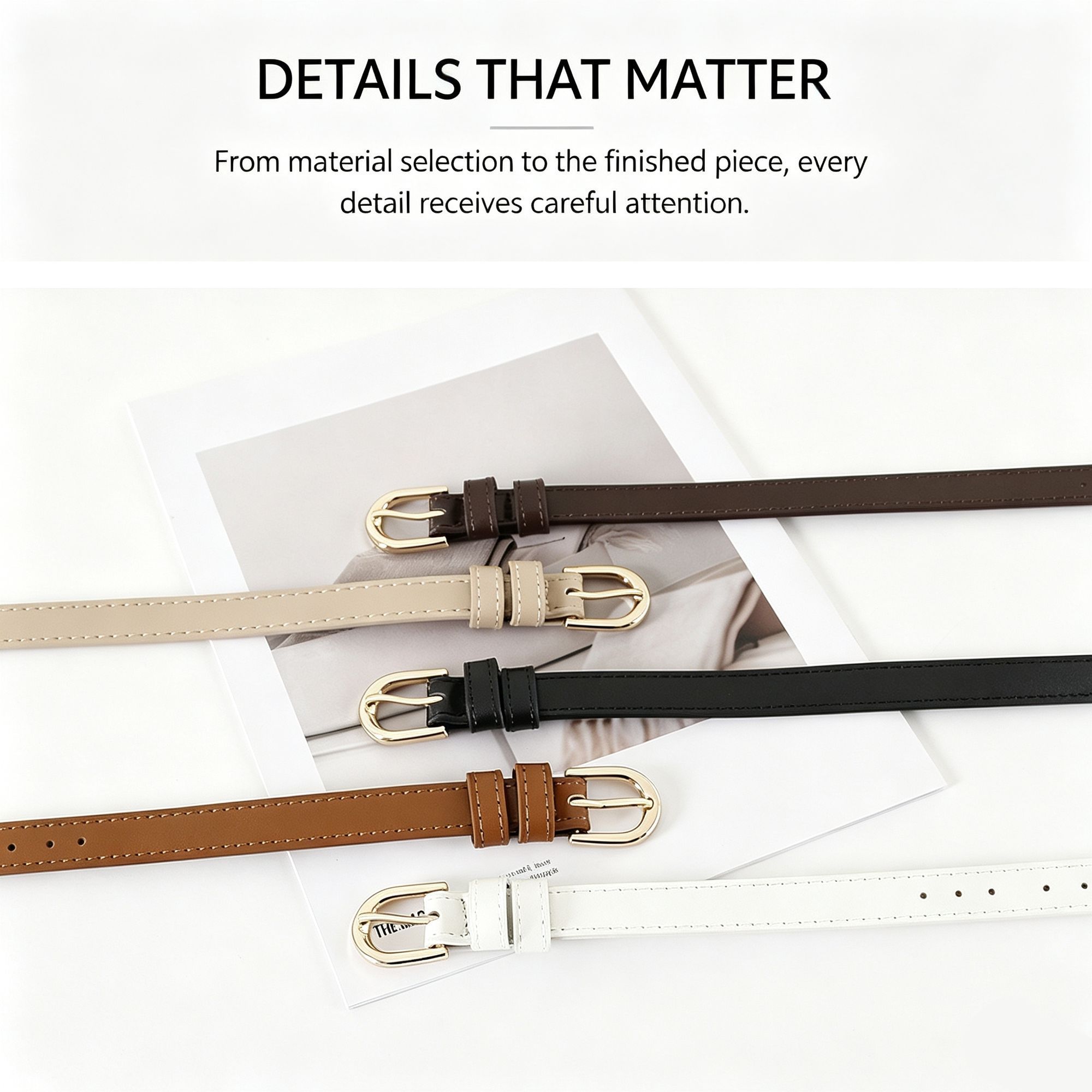 Retro Bevel‑edged Soft Leather Ladies Belt, Camel, Simple Premium Waist Strap, Versatile Holiday Present for Dres — image 4