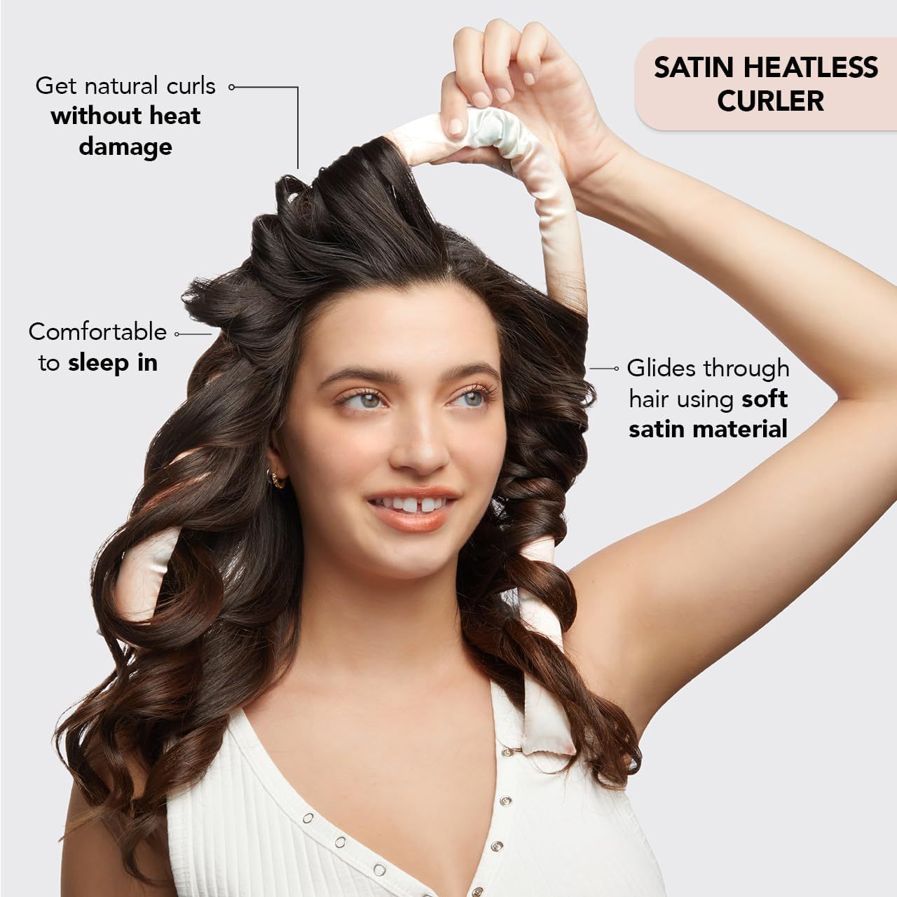 2 Pcs Black Satin Heatless Hair Curling Rod Set for Sleep-In Styling | No Heat Damage | Tie-Dye Design β image 5
