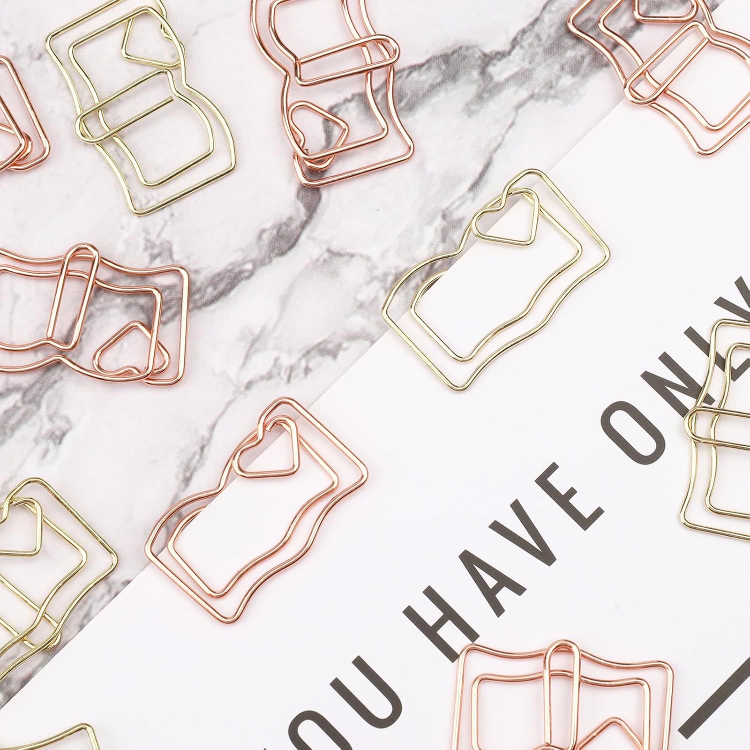 40-Pack Book-Shaped Paper Clips - Rose Gold & Gold Decorative Planner Clips Paperclips (1.18") for Office, School, Wedding, Journals - Cute Bookmark Clips for — image 2