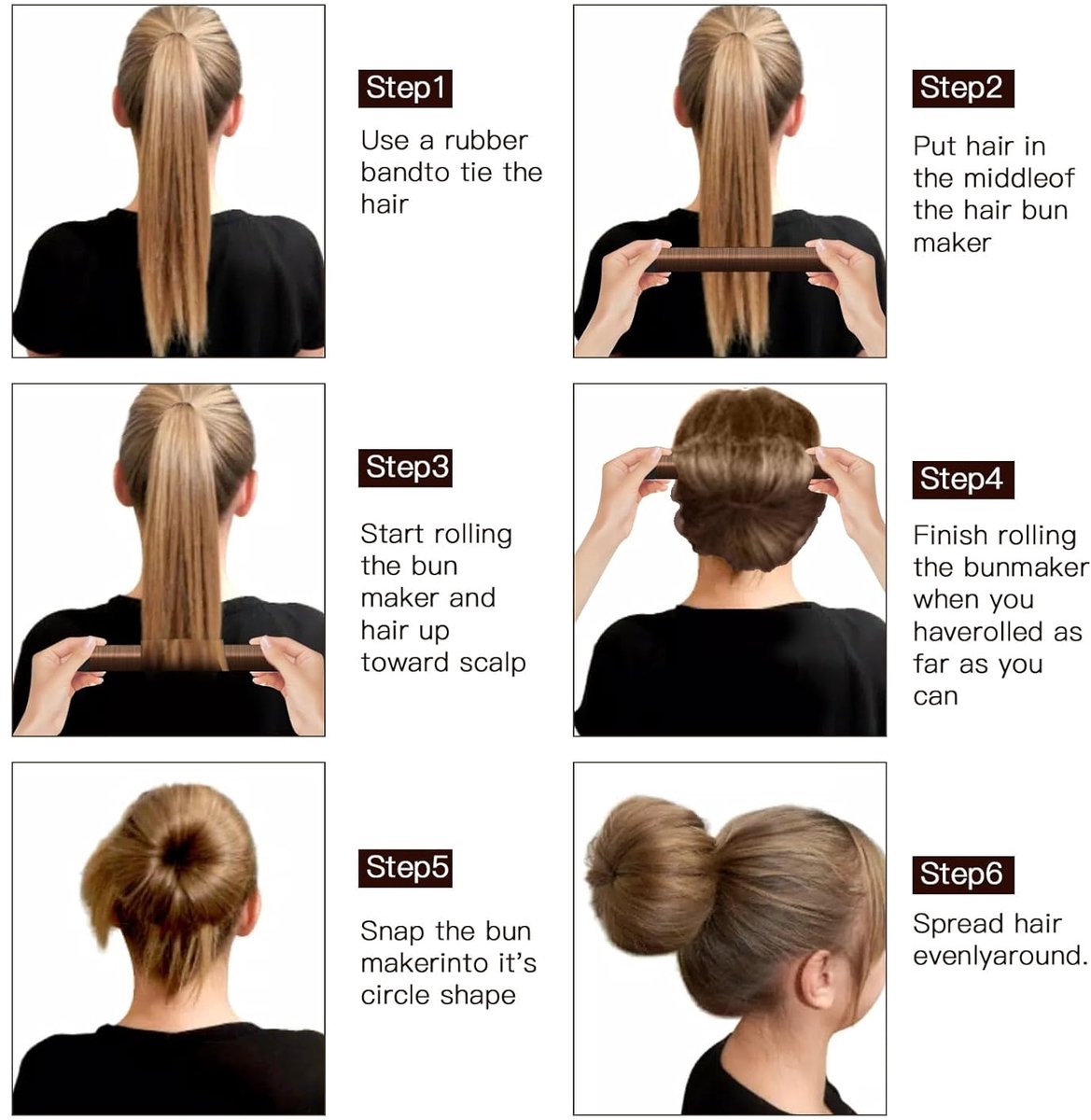 4-piece bun maker - Magic hairband - For children and women - DIY styler - Easily create a ballerina hairstyle - Create a perfect bun - Hairband - Bun maker — image 2