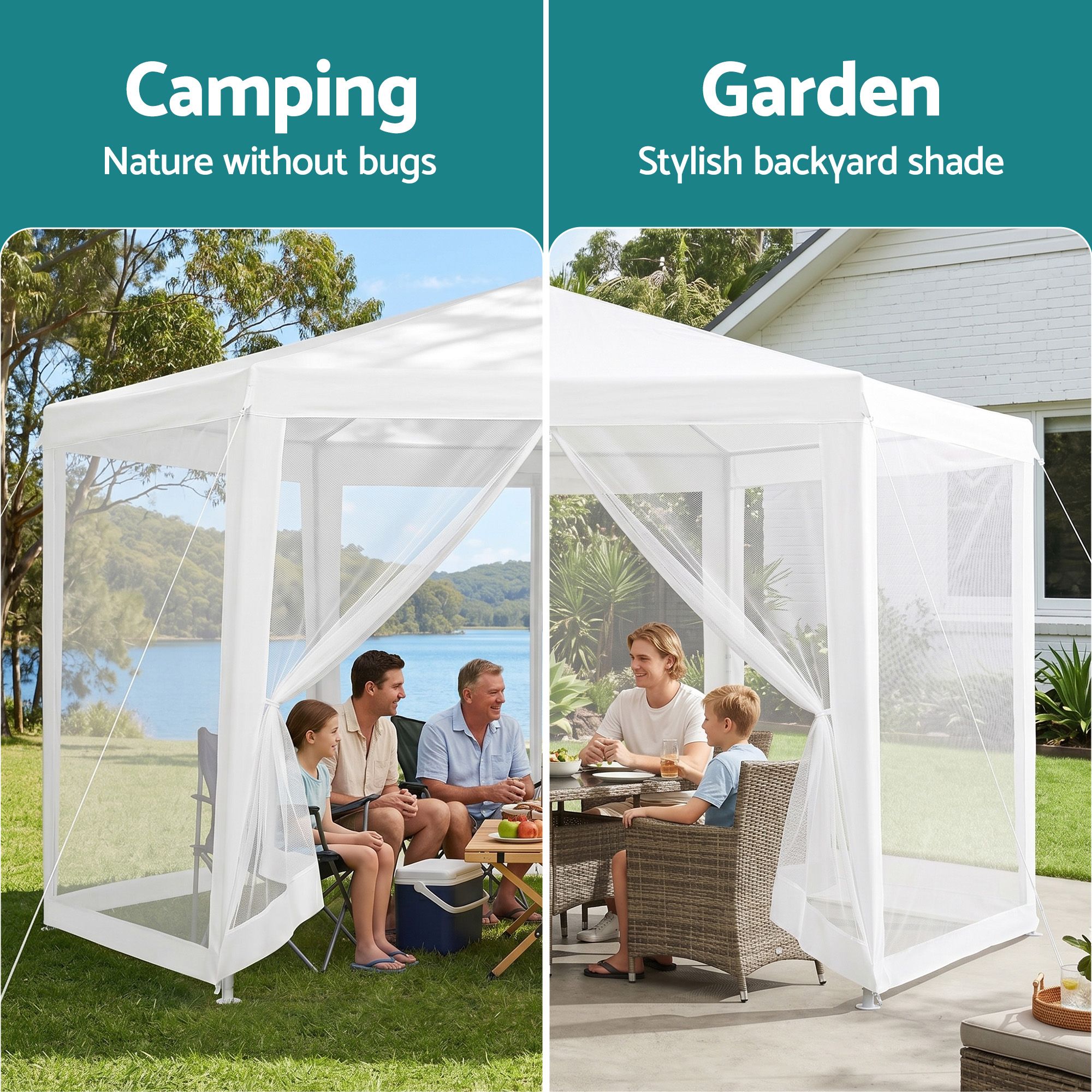 Instahut Gazebo?2x2m Marquee Wedding Party Tent Outdoor Camping Mesh Wall Canopy Shade Gazebos Navy — image 4