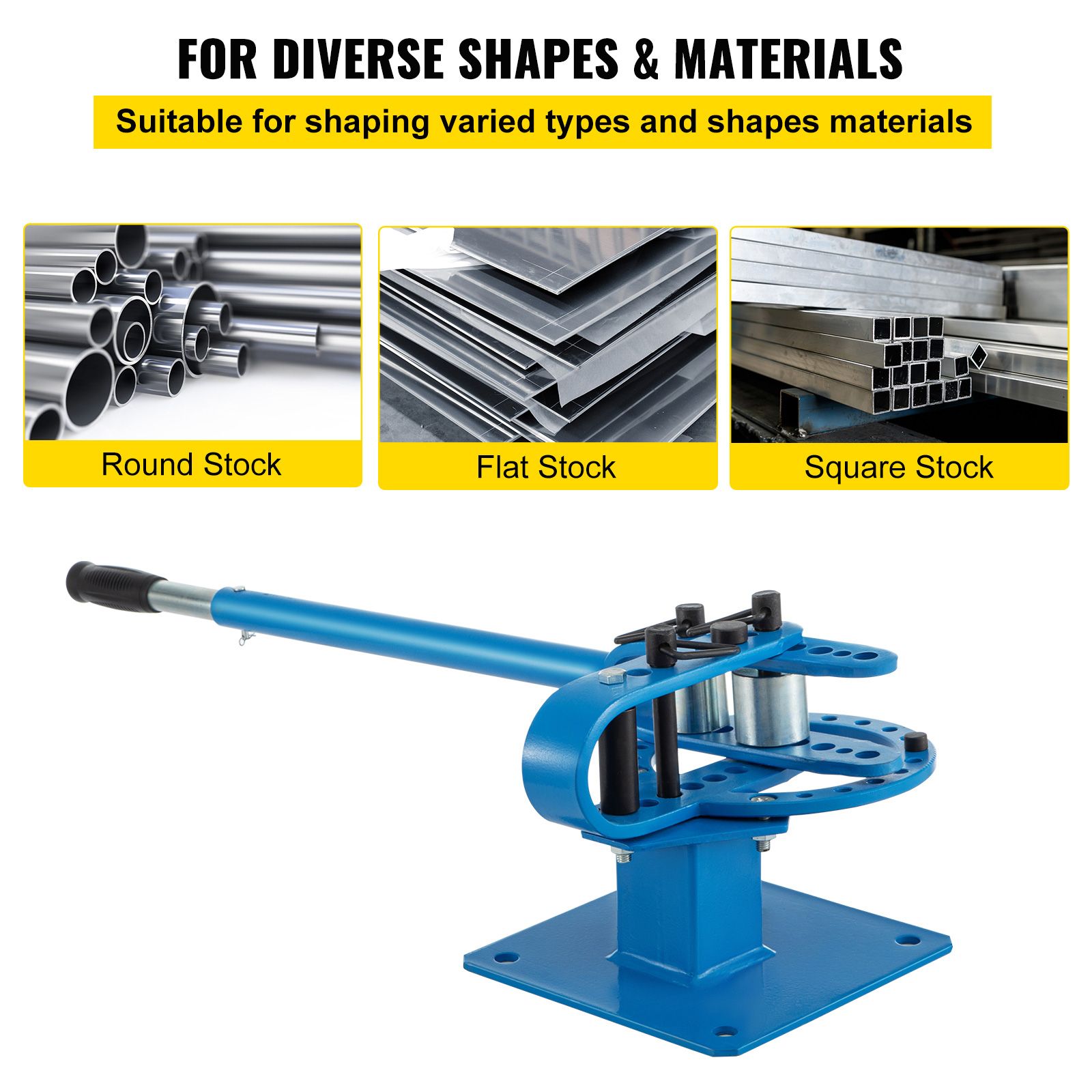 YP-9 Manual Bender, Soild Round Square Bar Metal Bender with 7 Bending Dies, Metal Rod Bar Bender Bending Tool for Construction Site Auto Repair โ image 5