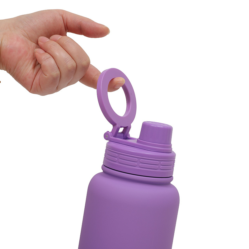 White Premium 35oz Stainless Steel Insulated Sports Bottle with Magnetic Phone Holder Lid โ image 3