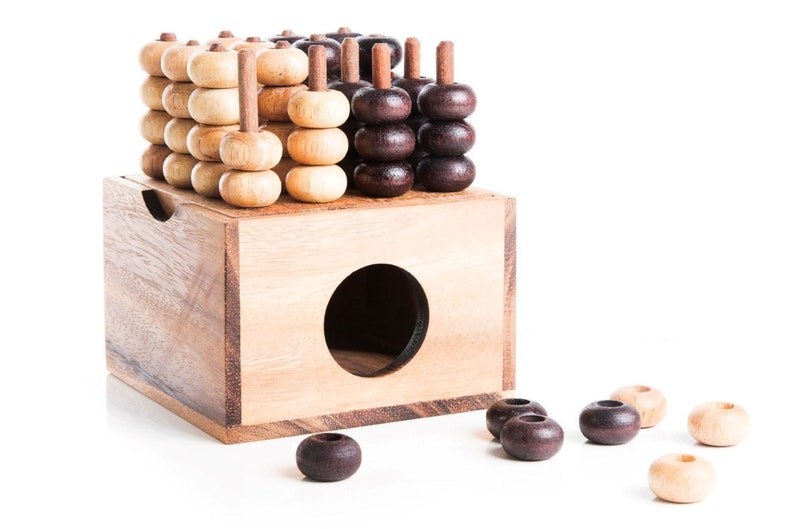 4 IN A ROW GAME Connect four board 3 dimensional handmade in beautiful wood — image 2