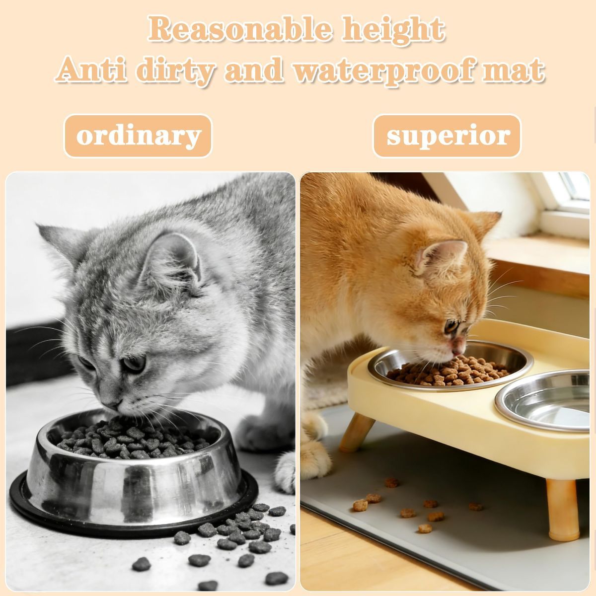 Cat Feeder Elevated Cat Feeder Dual-Bowl Cat Feeder Cat Food Bowl Cat Water — image 4