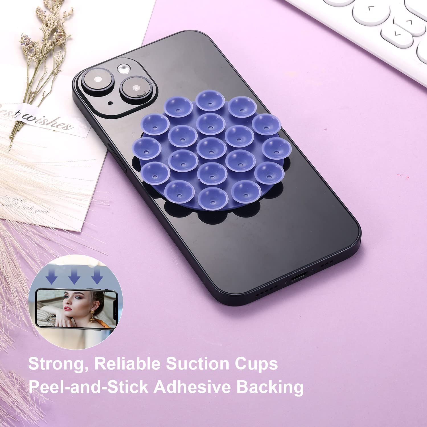 2pcs Suction Phone Case Mount, Silicone Adhesive Phone Holder Hands-Free Support Suction Phone Adhesive Mount Phone โ image 2