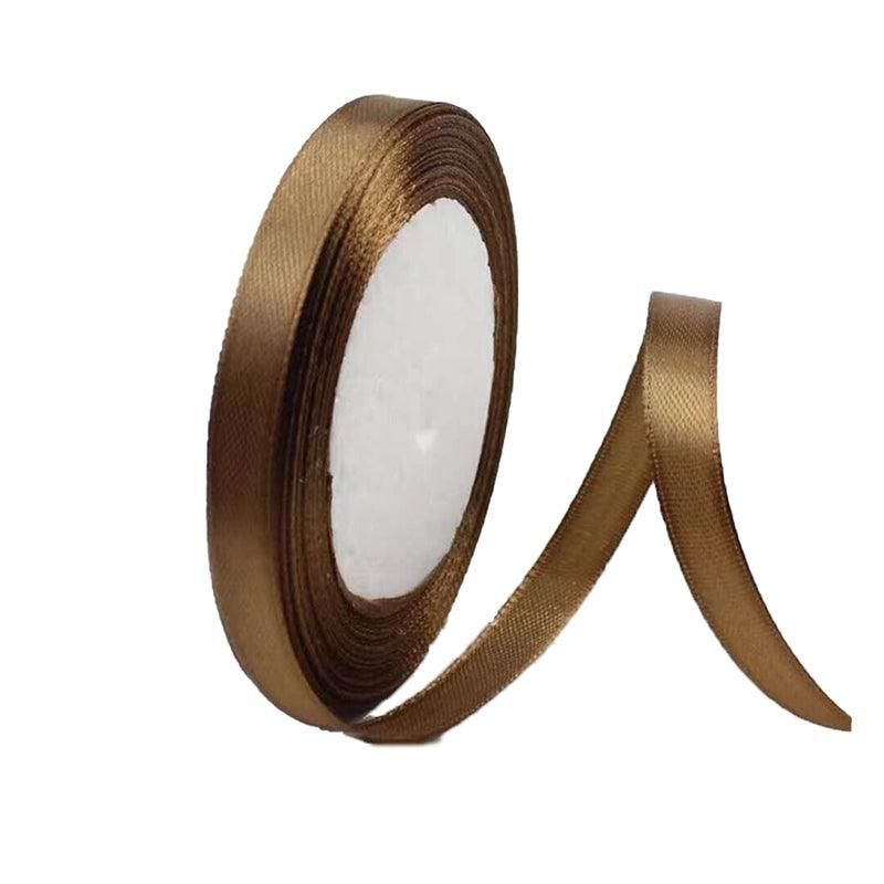 10mm Width Satin Hair Ribbon Wedding Party Decoration Gift Banquet 22m - Coffee
