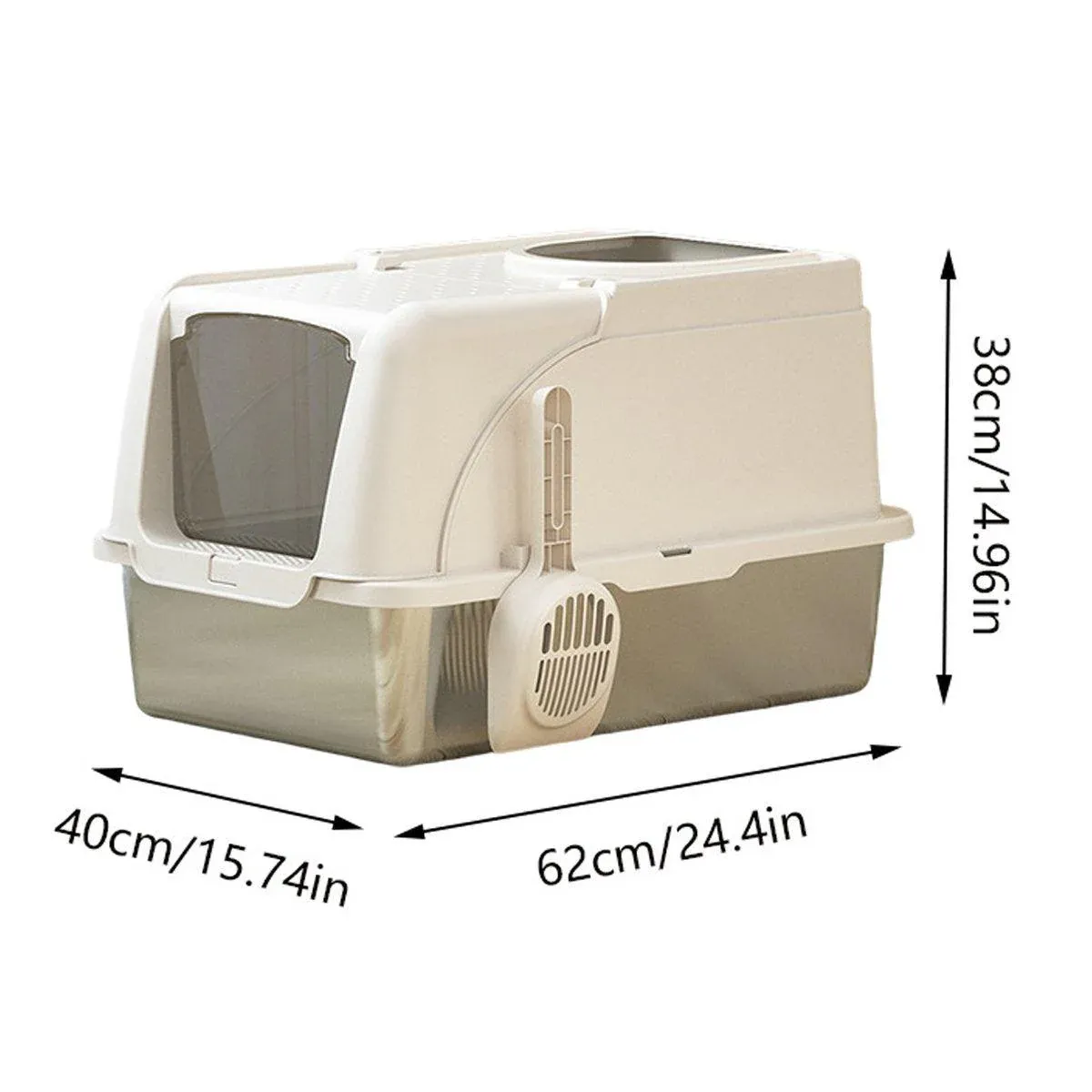Durable Stainless Steel Cat Litter Box Pan Pet Toilet Odor Control Tray Large - Grey β image 4