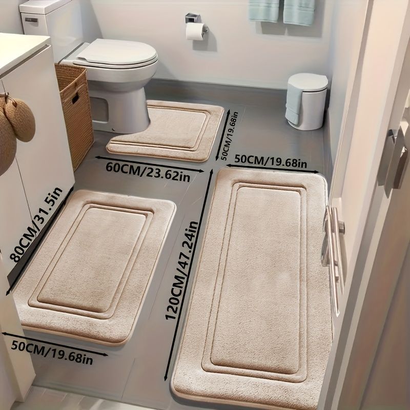 Bathroom Rug Set Bathroom Accessories Absorbent Rug Soft Rug Bathroom Decor - Cyan - Size 01 — image 6