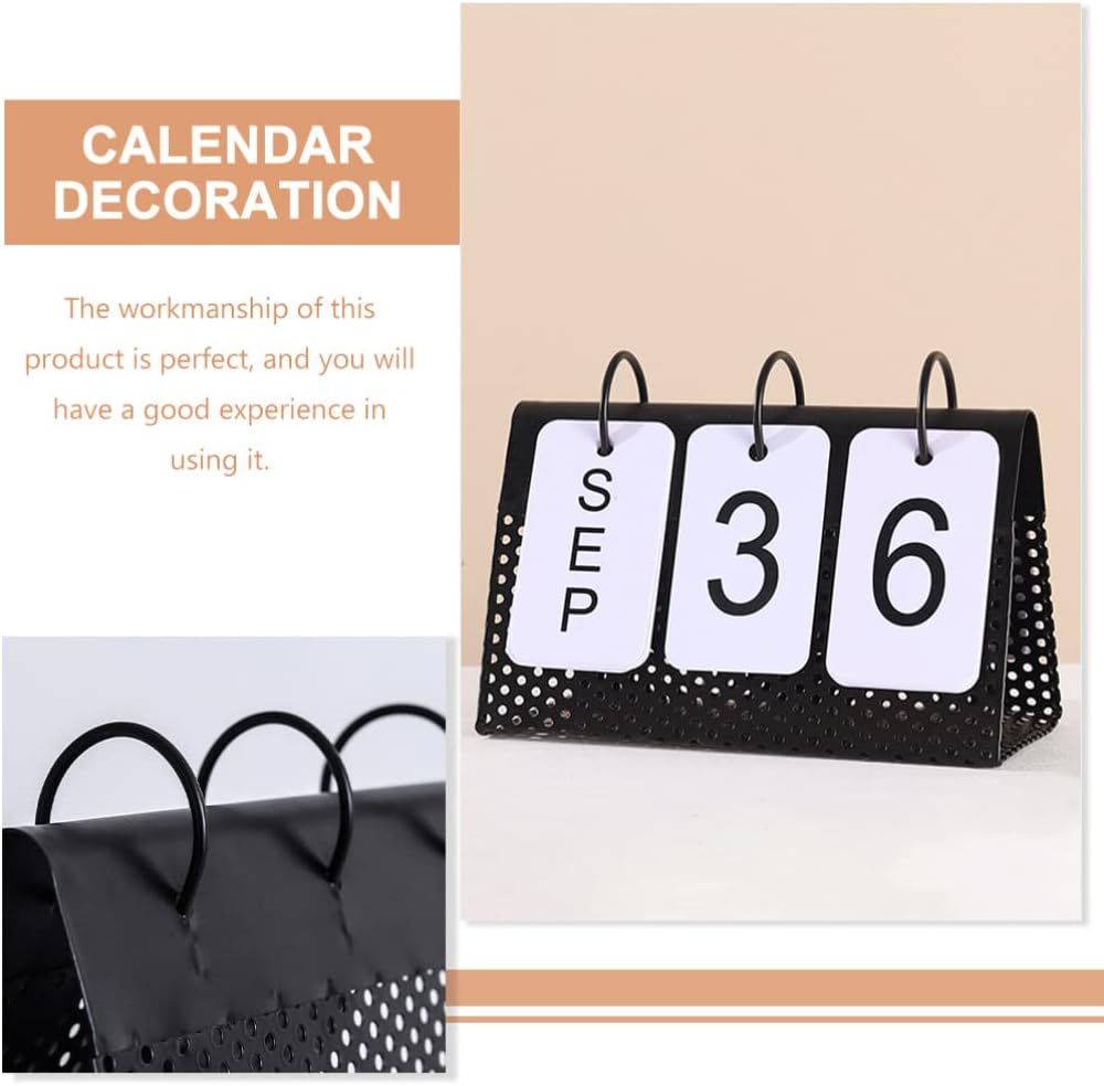 Home Decor Vintage Decor Metal Desk Calendar Iron Desktop Perpetual Calendar Vintage Monthly Weekly Year Planner Standing โ image 4