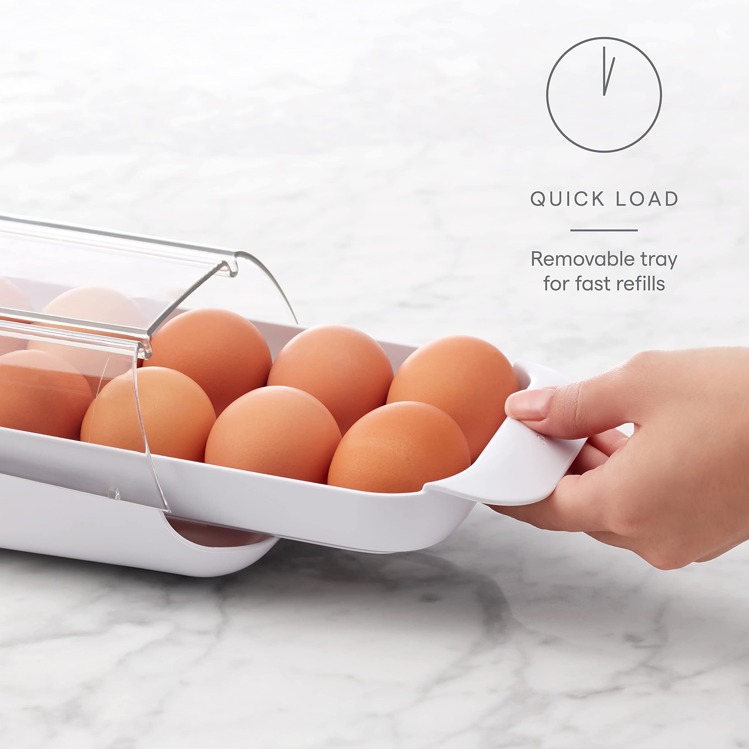 FridgeView Rolling Egg Holder, Stackable Eggs Organizer with Removable Tray for Refrigerator Storage β image 3