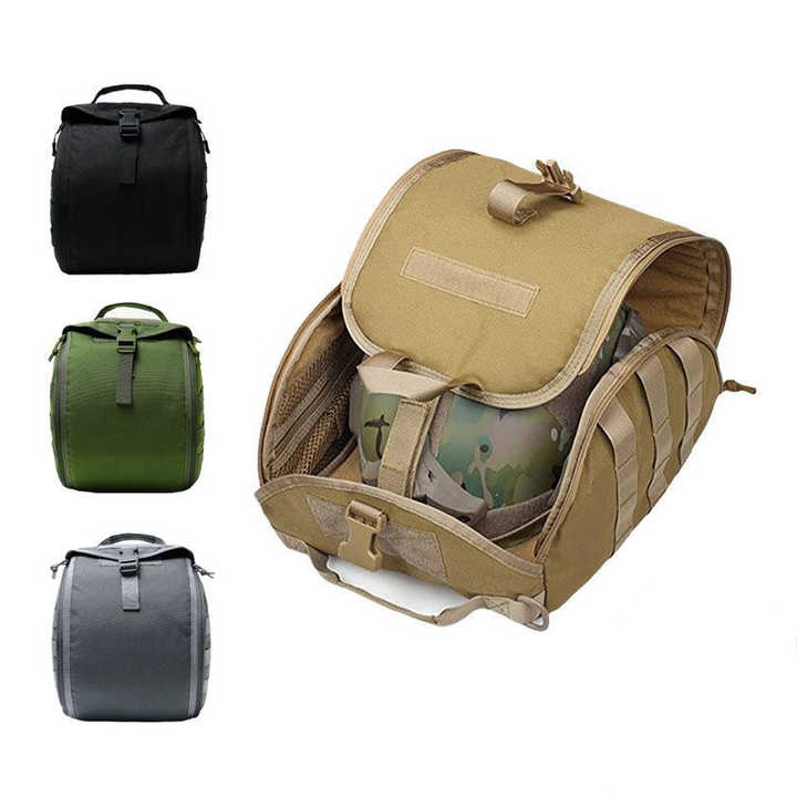 Khaki Tactical Helmet Bag & Utility Pouch - Padded MOLLE Gear Storage Carrier โ image 2