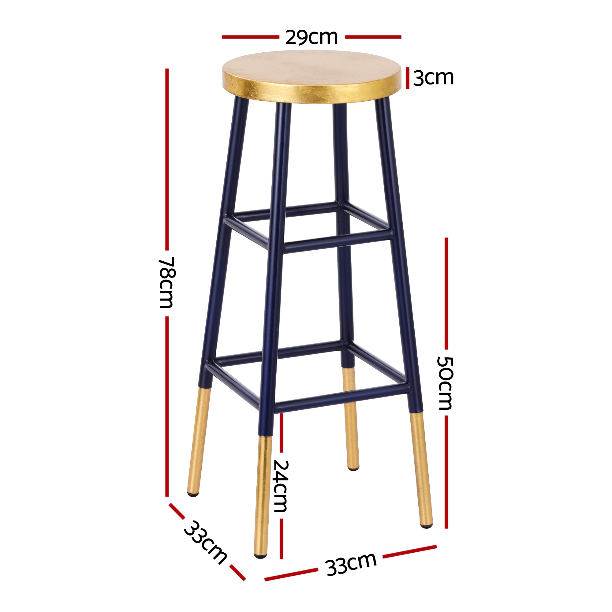 Artiss Bar Stools Metal Gold Navy — image 2