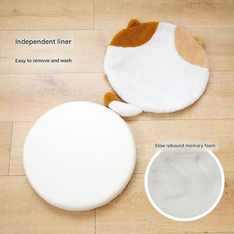 40cm Round Cat-Themed Seat Cushion (White Cat with Black Tail) — Slow-Rebound Memory Foam, Soft Plush, Washable — Ideal for Office Chairs, Bedrooms, Dorms, and — image 4