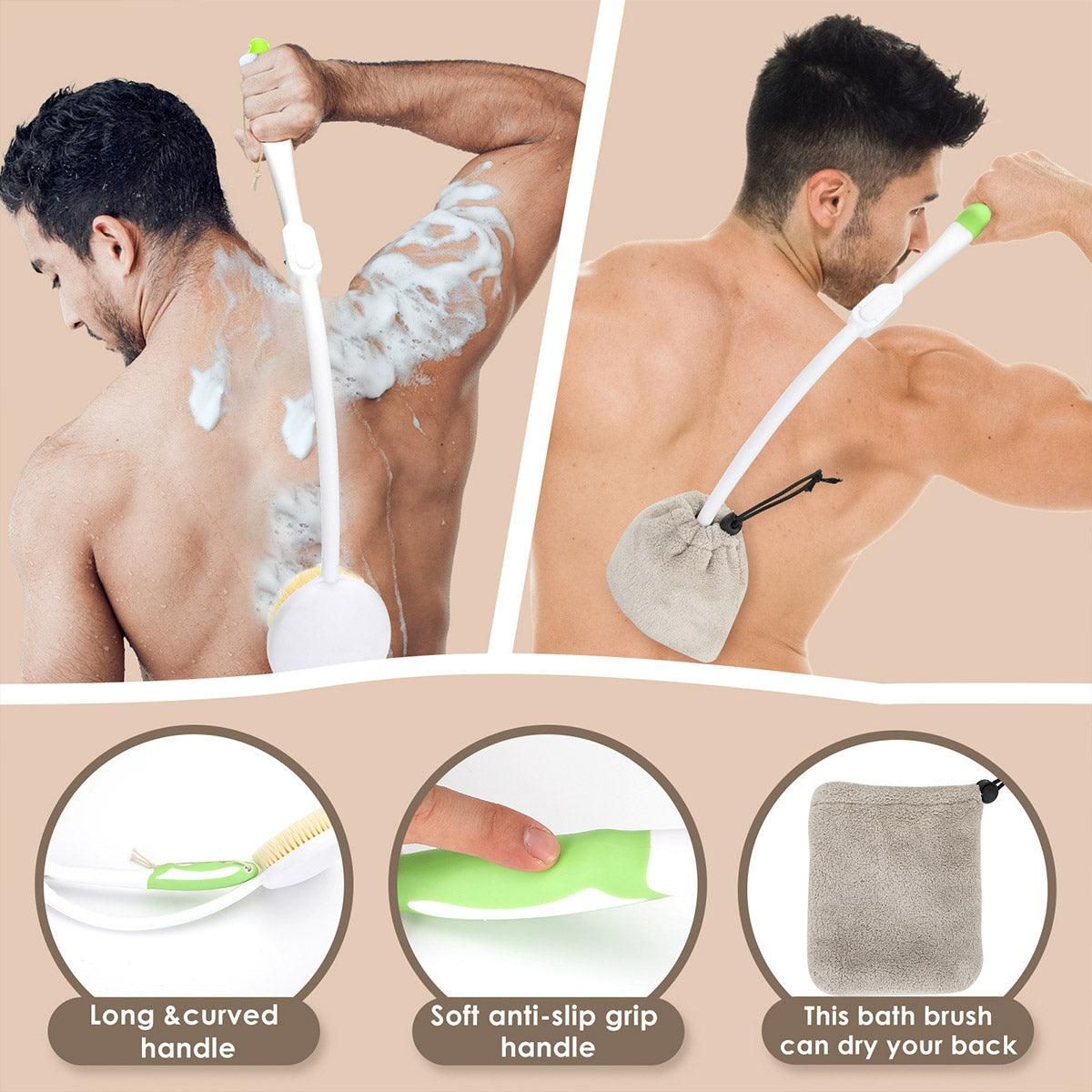 Back Bath Brush with Soft Bristles Curved Handle for Convenient Shower Scrubbing — image 6