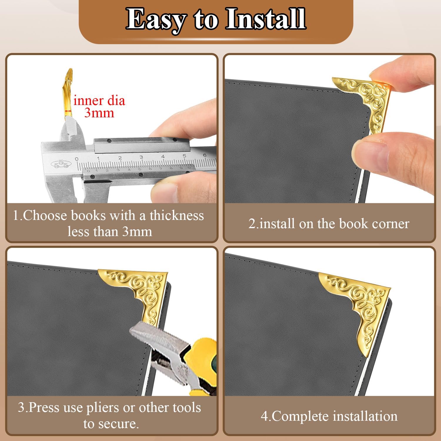 100pcs Metal Book Corner Protectors, 4 Colors Photo Corners Protector for Picture, 50 Pack Binder Ring, Metal Book Ring Paper Ring Holder 5/8-Inch Loose Leaf โ image 3