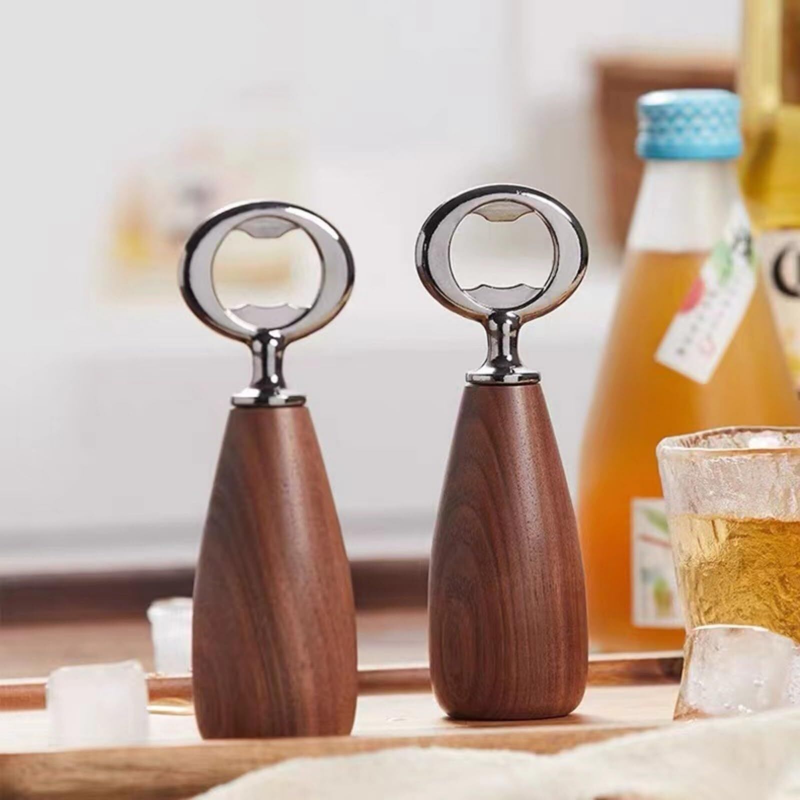 Handcrafted Wooden Bottle Opener – Walnut & Stainless Steel Beer Opener with Ergonomic Handle | Premium Bar Tool for Home, Kitchen & Gifts — image 6