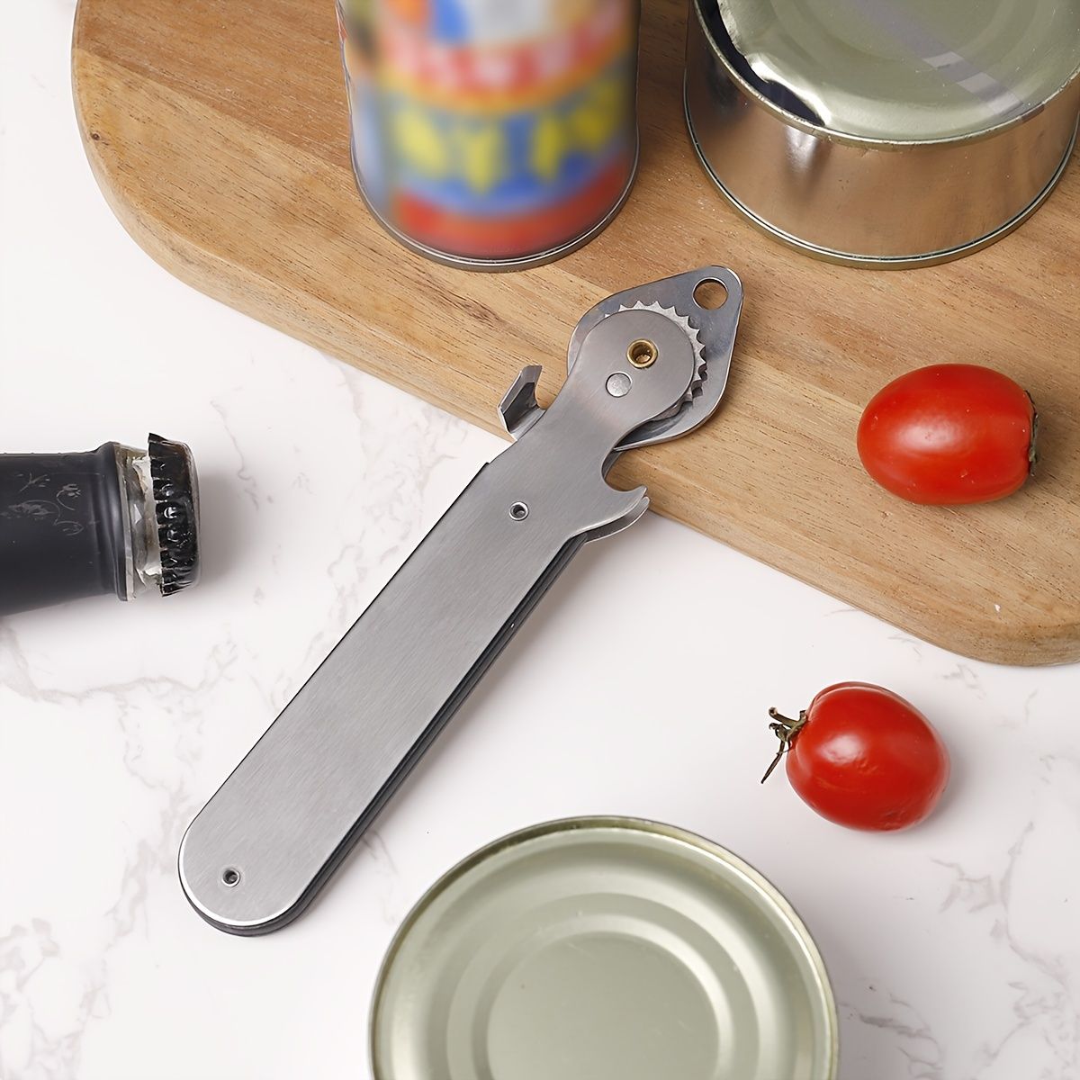 Stainless Steel Manual Can Opener, Fruit Jar & Bottle Cap Twister - Effortless & Convenient Tool 1pc — image 5