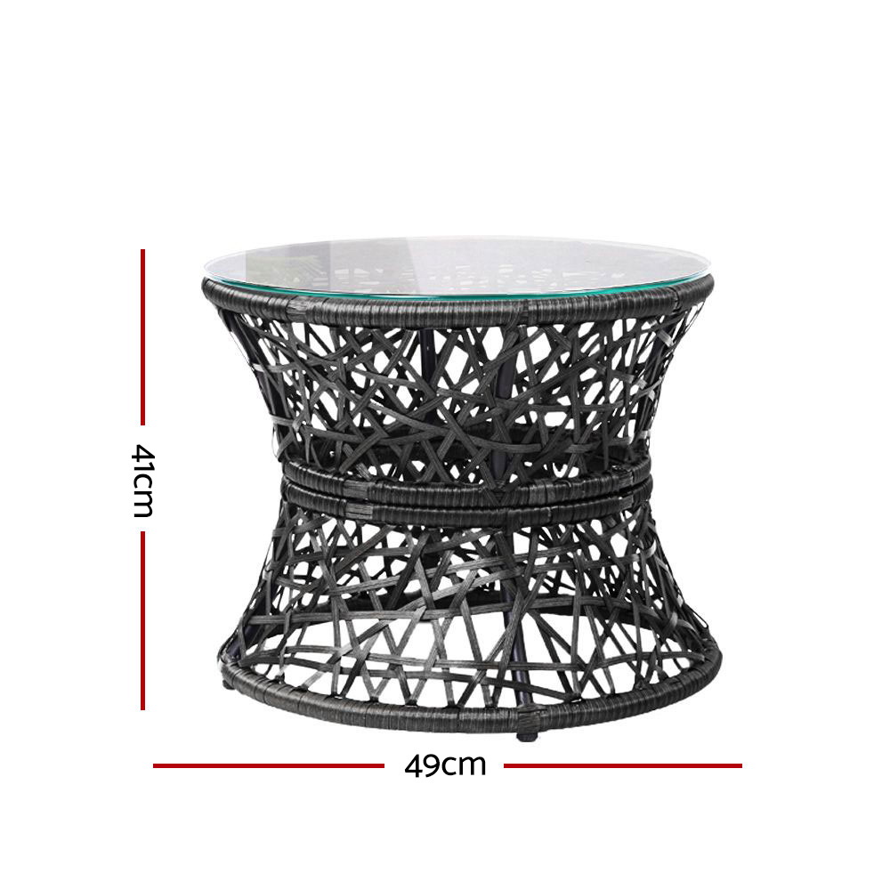Gardeon Outdoor Lounge Setting Furniture Wicker Papasan Chairs Table Patio Black โ image 3