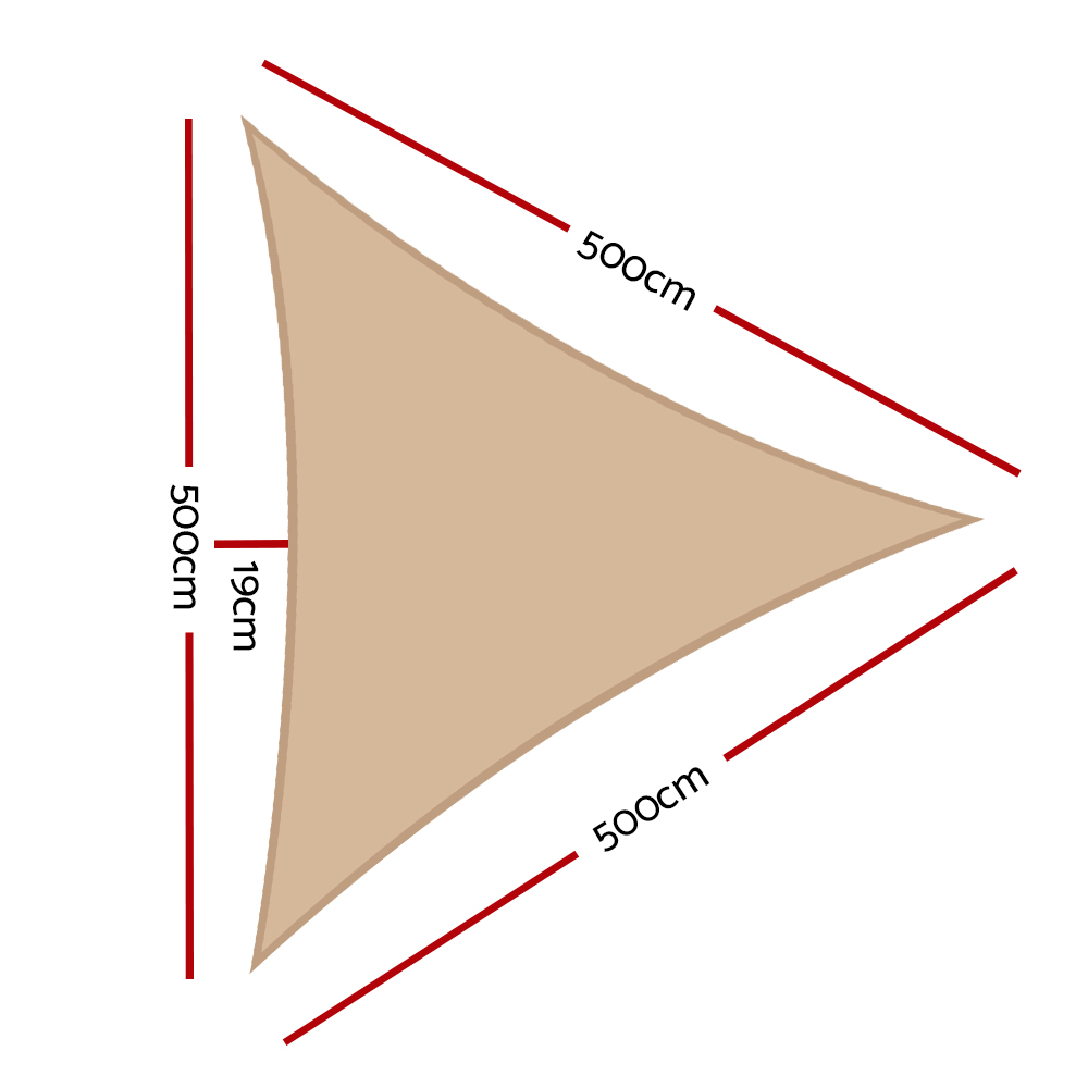 Instahut Waterproof Shade Sail 5x5x5m Rectangle Sand 95% Shade Cloth โ image 2