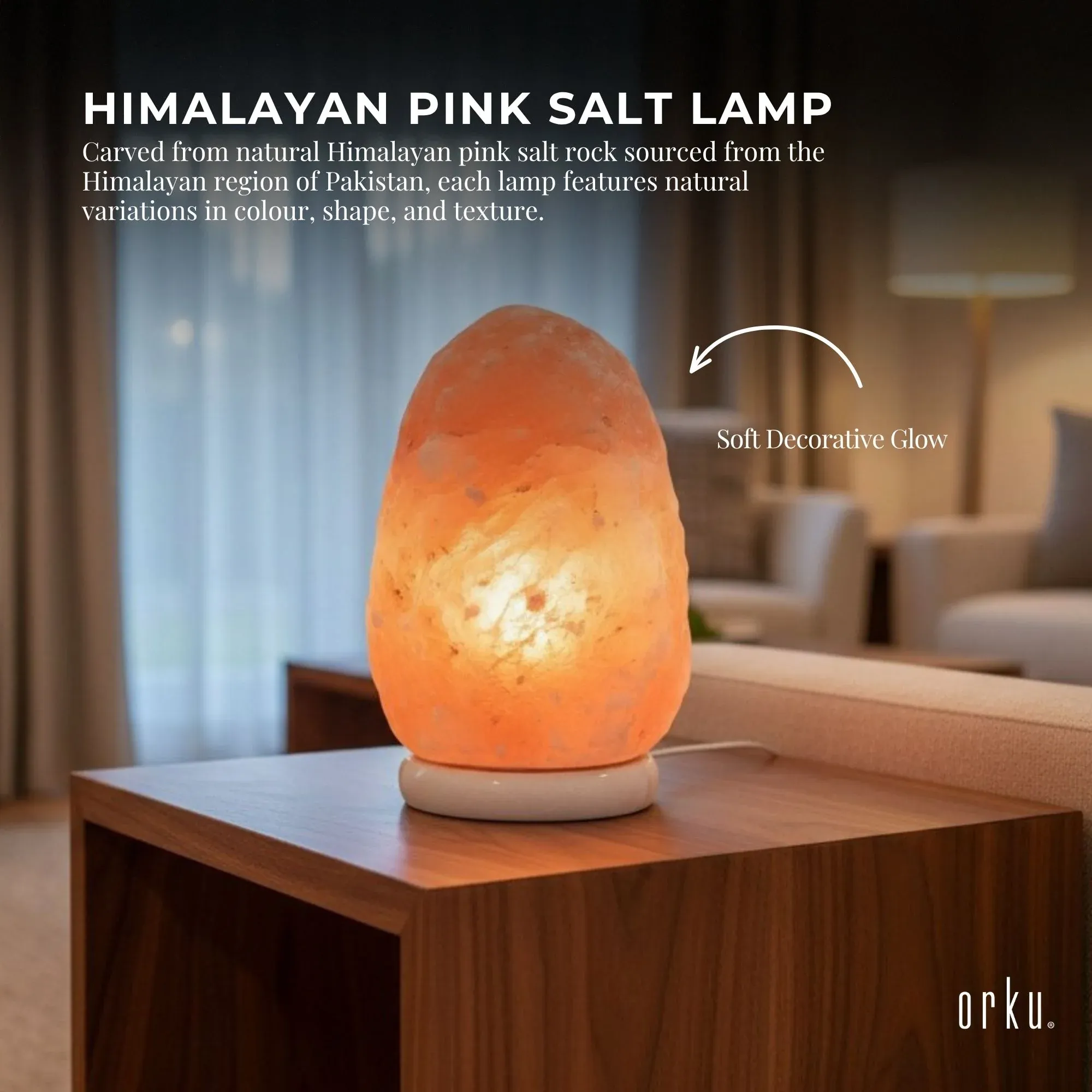 Orku 2-3 Kgs Himalayan Pink Salt Lamp - Natural Rock Shape Night Light โ image 2