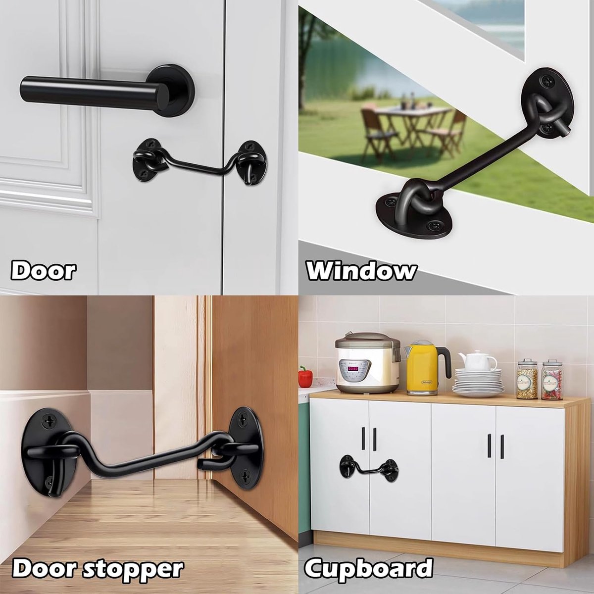 2 pieces - Wind hook - 6 inch - Wind hooks - Door hinges - Door bolt - Hinge - barn door hook - hook and eye bolt - cabin hooks and eye bolt - swivel window — image 3