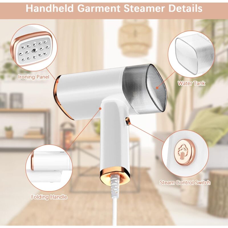 Garment Steamer, Mini Portable Iron, 30S Fast Heat-Up, 1000W, 120Ml, Travel Steamer With Brush And Measuring Cup — image 3