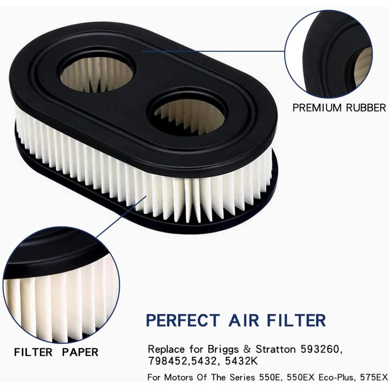 2 pcs Lawn Mower Air Filter, Air Filter For Briggs & Stratton 798452 And 5432 Engine Parts, Lawn Filter Suitable For — image 3