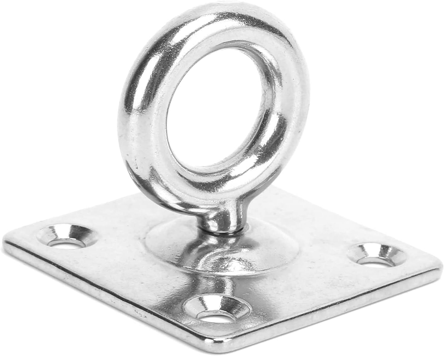 3pcs Stainless Steel Fixed Eye Plate Hooks for Ceiling and Wall Mounting Square Shaped Clip for Hammocks Heavy Duty Metal Suspension Hanger(6mm) — image 3