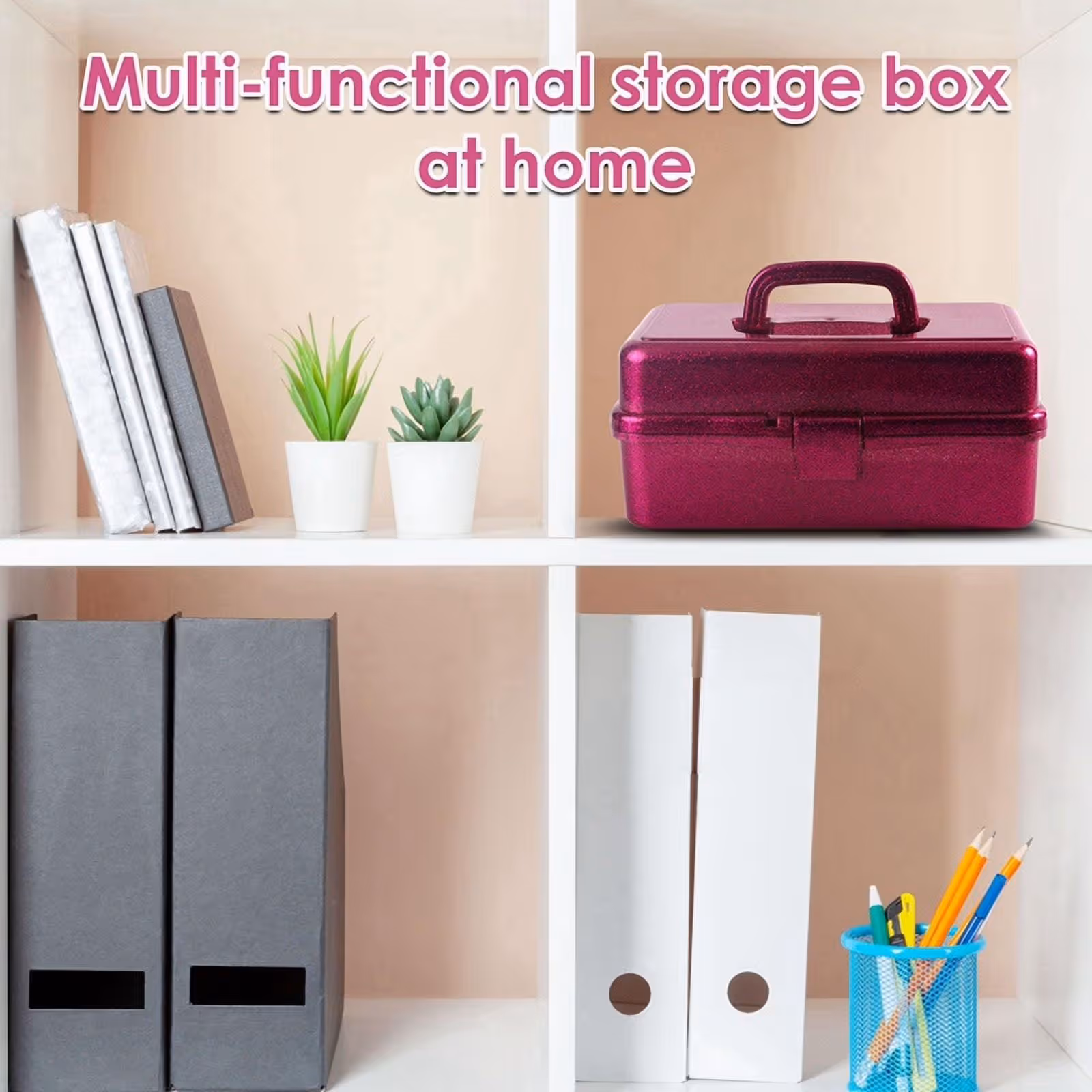 1 Piece Plastic Storage Bins With Lid and Handle, Plastic Latch Storage Box, Stackable Storage Container, Small Plastic, Green, 33 x 14.5 x 19.5 cm โ image 2