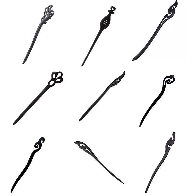 Retro Wooden Carved Hair Sticks Women Hairpin Barrette Chopsticks Accessories - D — image 3