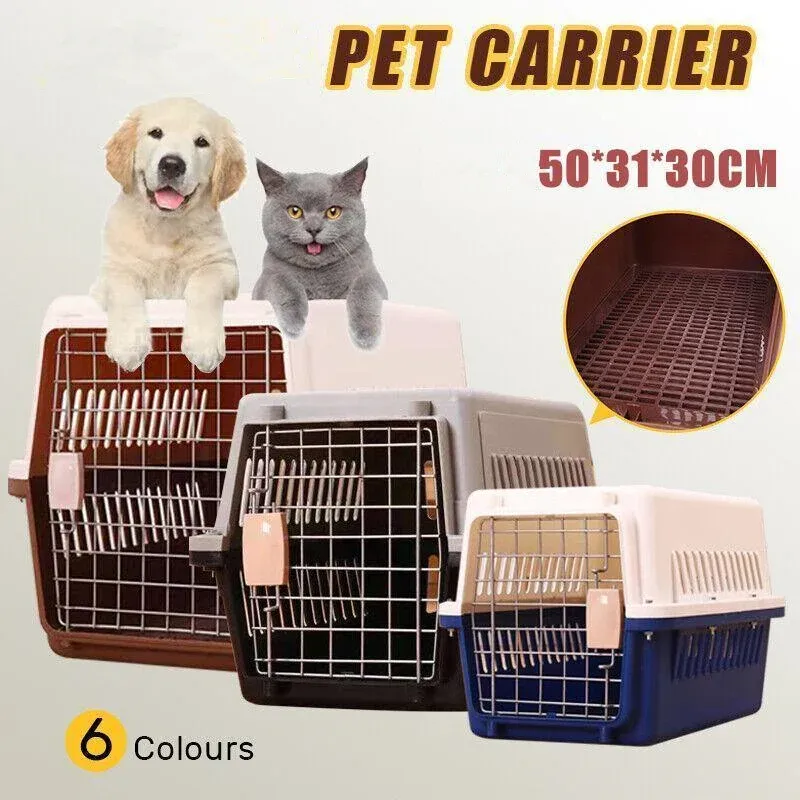 Portable Pet Travel Carrier Crate for Dog Cat Rabbit Ventilated Transport Box - Blue โ image 2