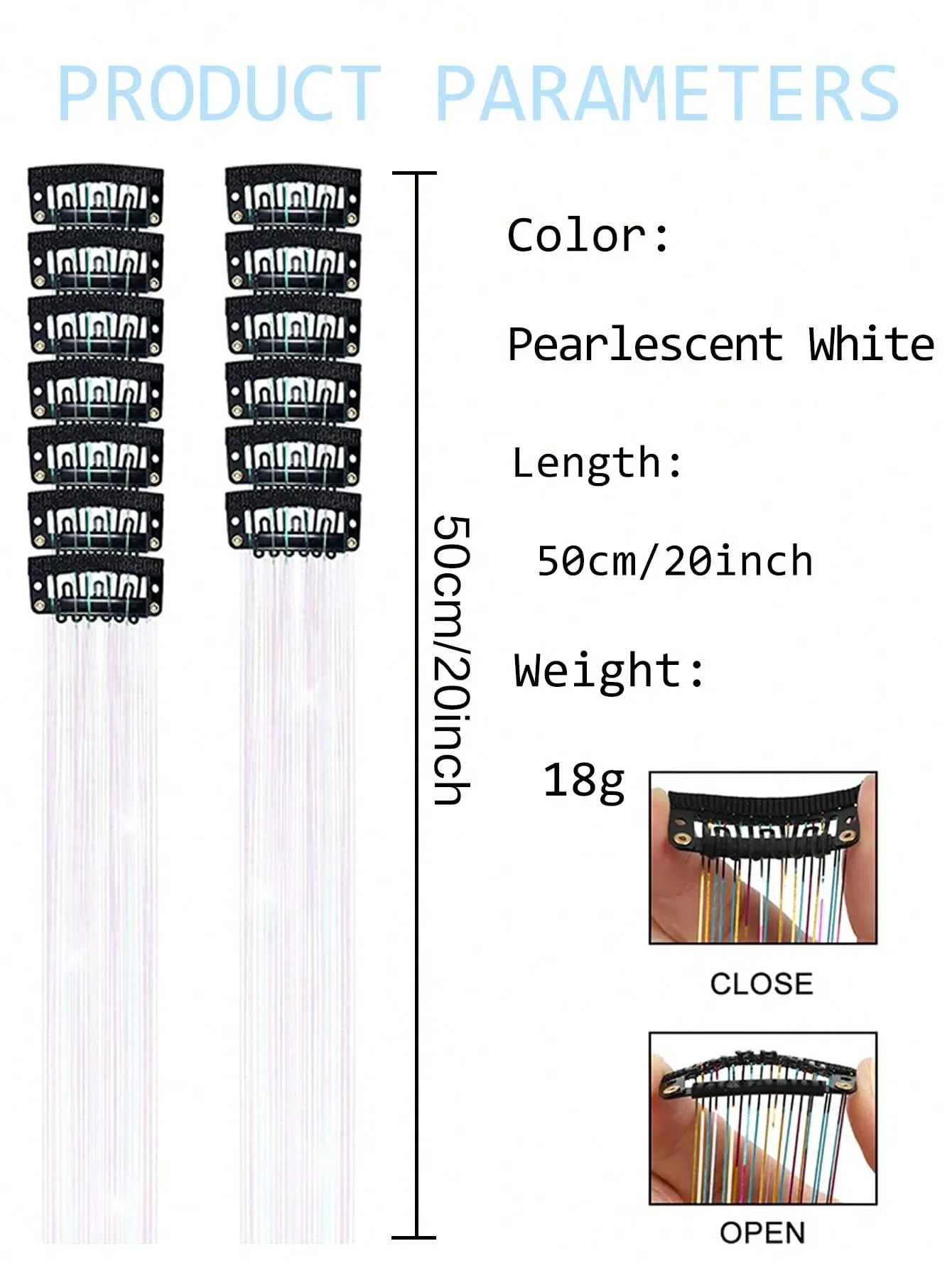 12Pcs Hair Tinsel Clip In 20Inch Fashion Glitter Tinsel Synthetic Straight Hair Extensions Clip In Hair Tinsel Kit Heat Resistant Shiny Sparkle Fairy Hair — image 3