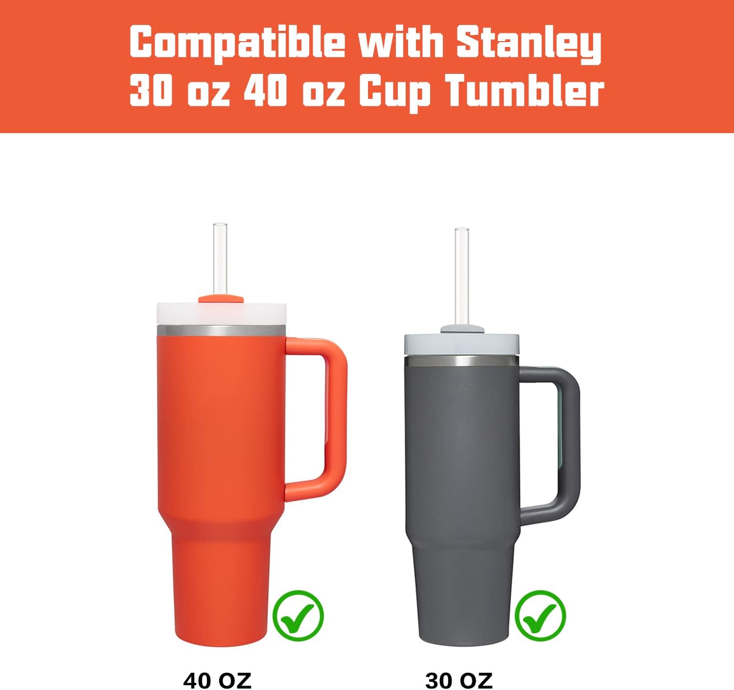 Replacement Straw Compatible with Stanley 40 oz Cup Tumbler, 6 Pack Straws Cleaning Brush for Adventure Travel Plastic Clear โ image 3