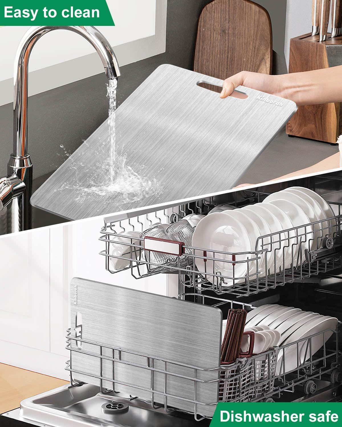 Cutting Board Double-Sided Stainless Steel Chopping Boards for Kitchen Camping 46x30cm β image 5