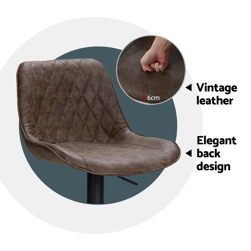 Artiss 4x Bar Stools Gas Lift Vintage Leather Brown โ image 5