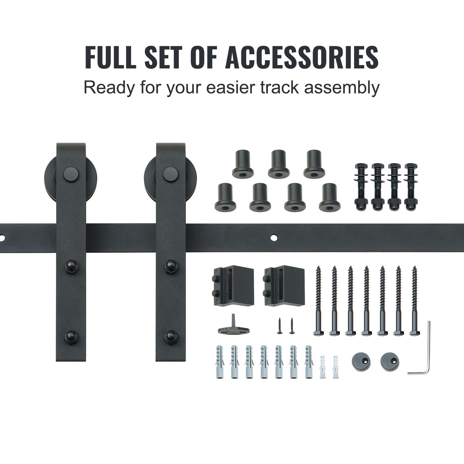 8FT Sliding Barn Door Hardware Closet Track Kit for Single Door J Hanger — image 4
