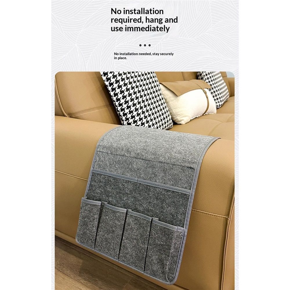 Remote Control Holder Armchair Caddy for Recliner Couch, Non-Slip Armrest Organizer with Pockets for Magazine, Tablet, Phone(dark gray) — image 5