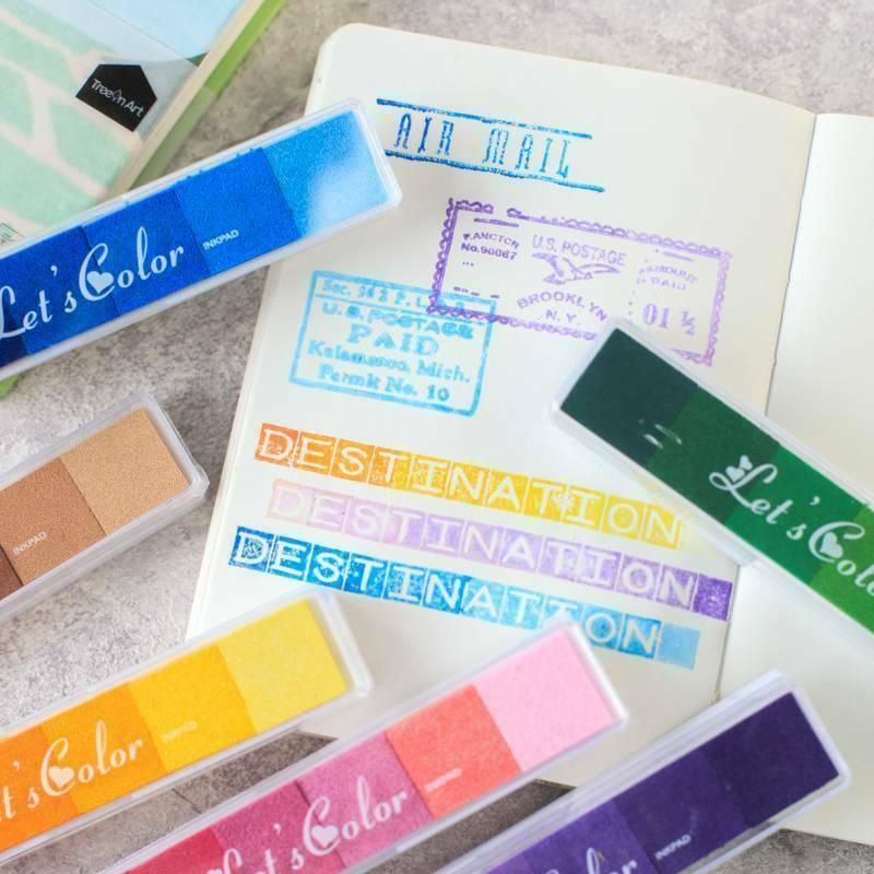 Gradient Color Ink Pad Inkpad Rubber Stamp Water Based Diy Finger Print 10 Colours - S3 Brown — image 5