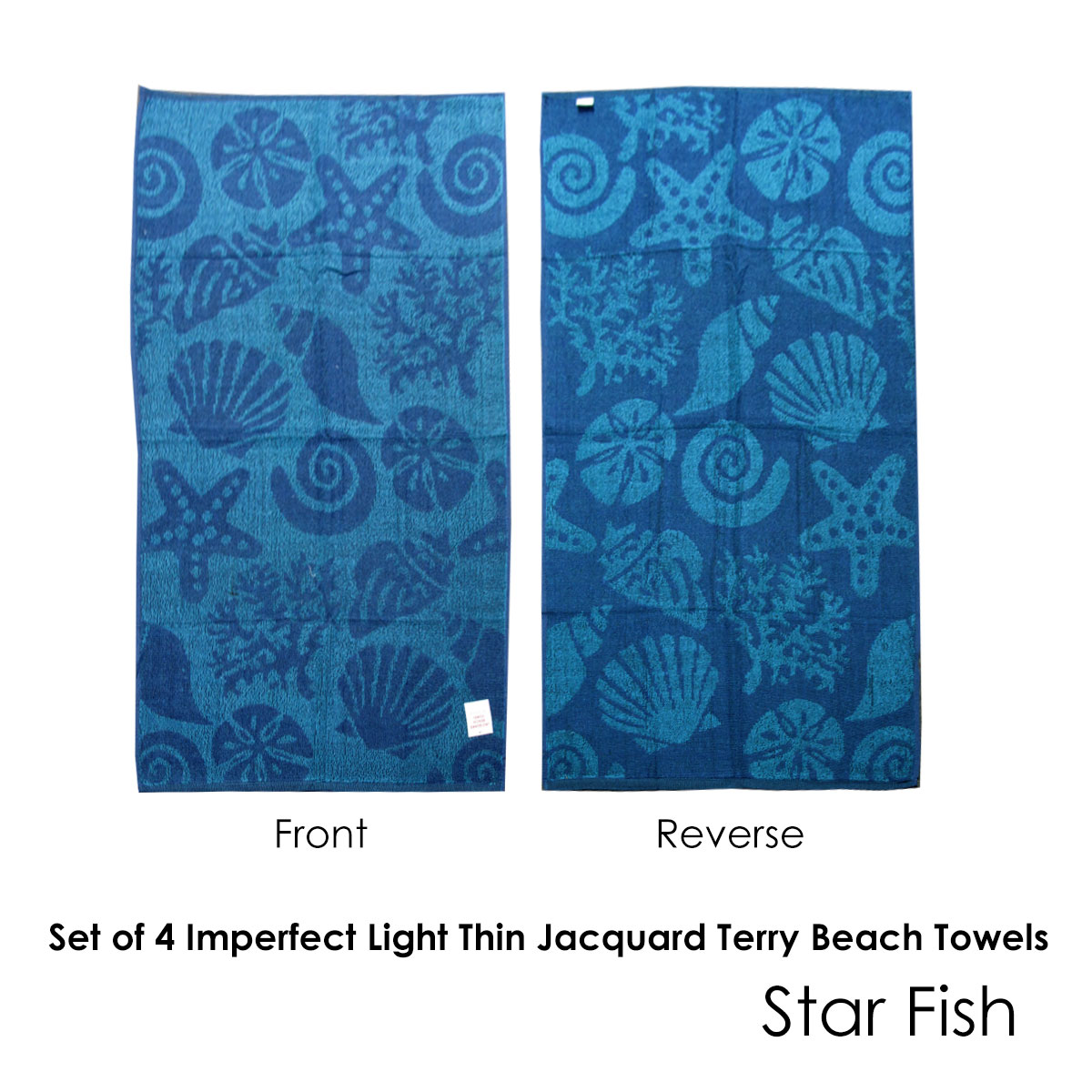 Set of 4 Imperfect Jacquard Terry Beach Towels Star Fish โ image 2