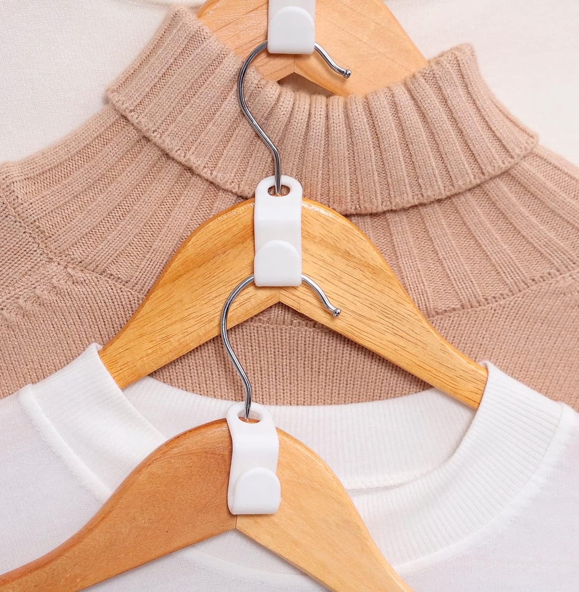 Hook - Connecting hook for hangers - 20 Hanger hooks - Ideal space saver for your wardrobe - Wit — image 4