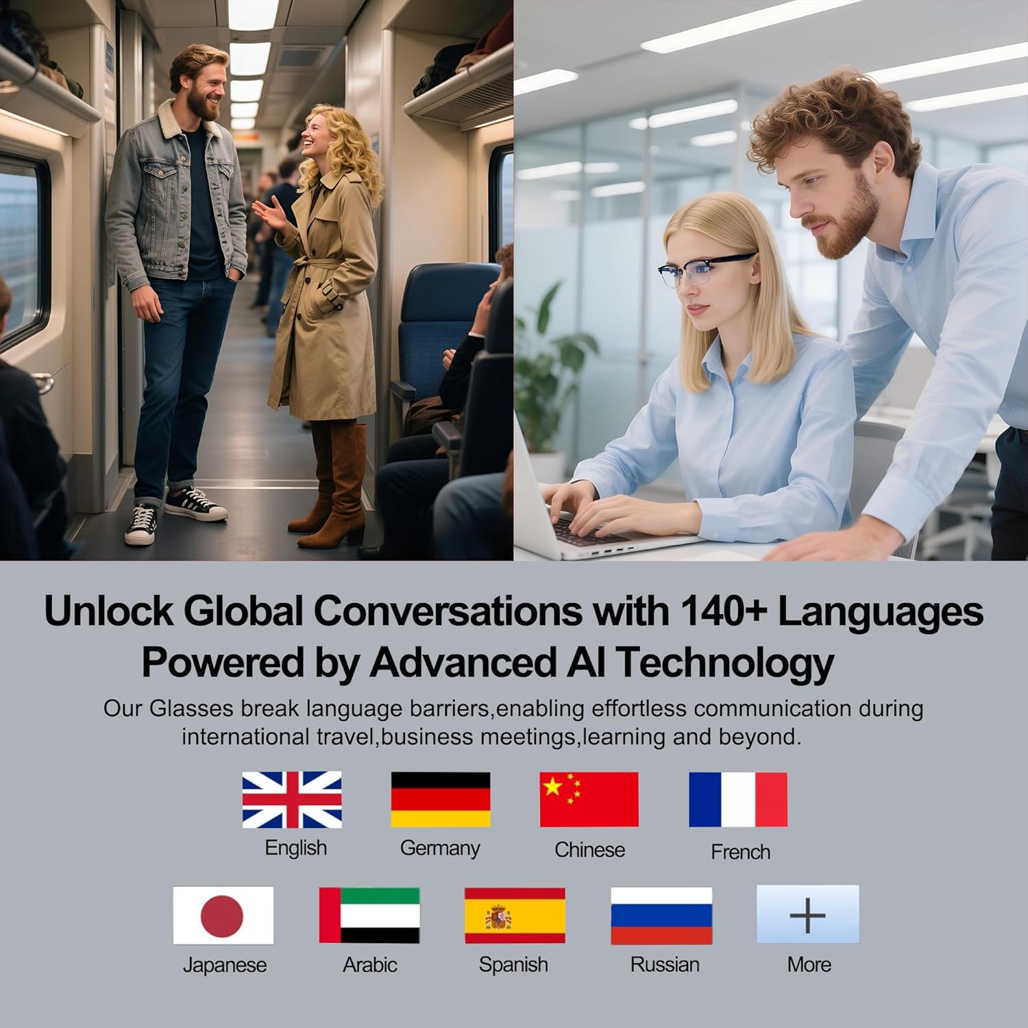 AI Smart Translation Glasses: 110+ Languages, Photochromic Lenses, Bluetooth – Ideal for Travel, Business & Daily Use(black) — image 3