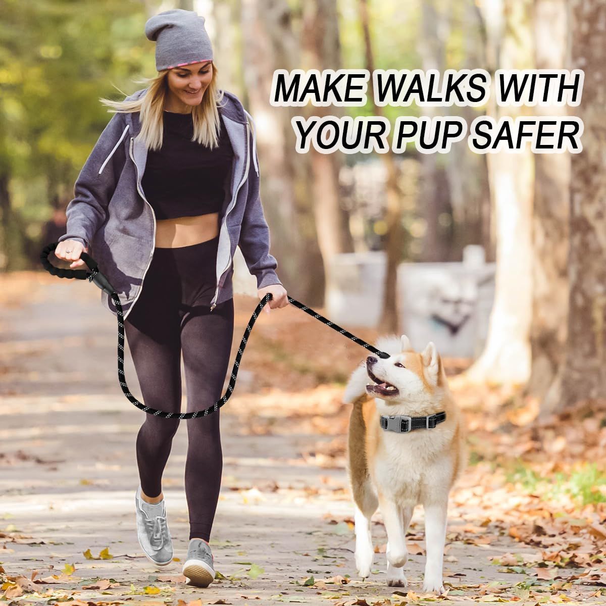 Dog Leashes for Large Dogs Heavy Duty Dog Leash 2 Pack 5 FT with Comfortable Padded Handle Highly Reflective Threads (Black) โ image 3