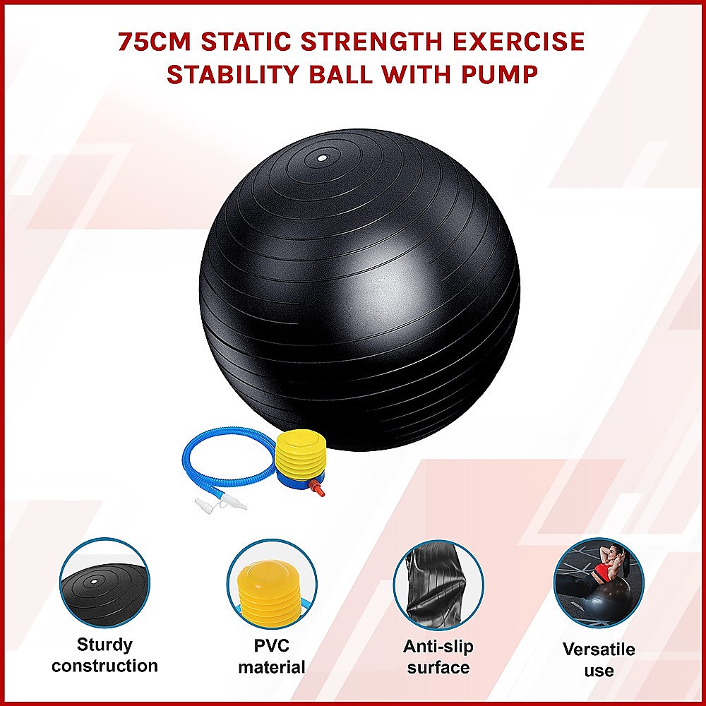 75cm Static Strength Exercise Stability Ball with Pump โ image 3
