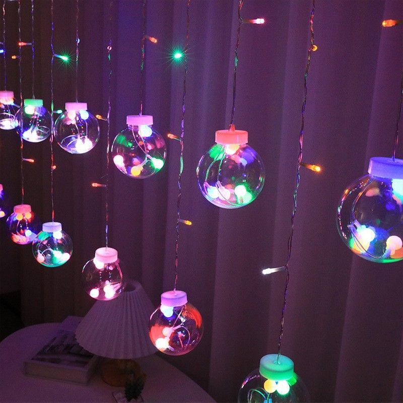 Wishing Ball Curtain Lights Hanging Twinkle Window Lights Fairy Lights for Bedroom with Remote, USB Powered String Lights Indoor — image 4
