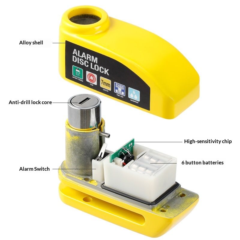 Alarm Disc Lock with Alarm 110dB, Anti Theft Waterproof Motorcycle Disc Lock with Reminder Cable, Motorcycle Wheel Lock for Moto/Moped/Bike/E-Bike/Scooter with — image 4