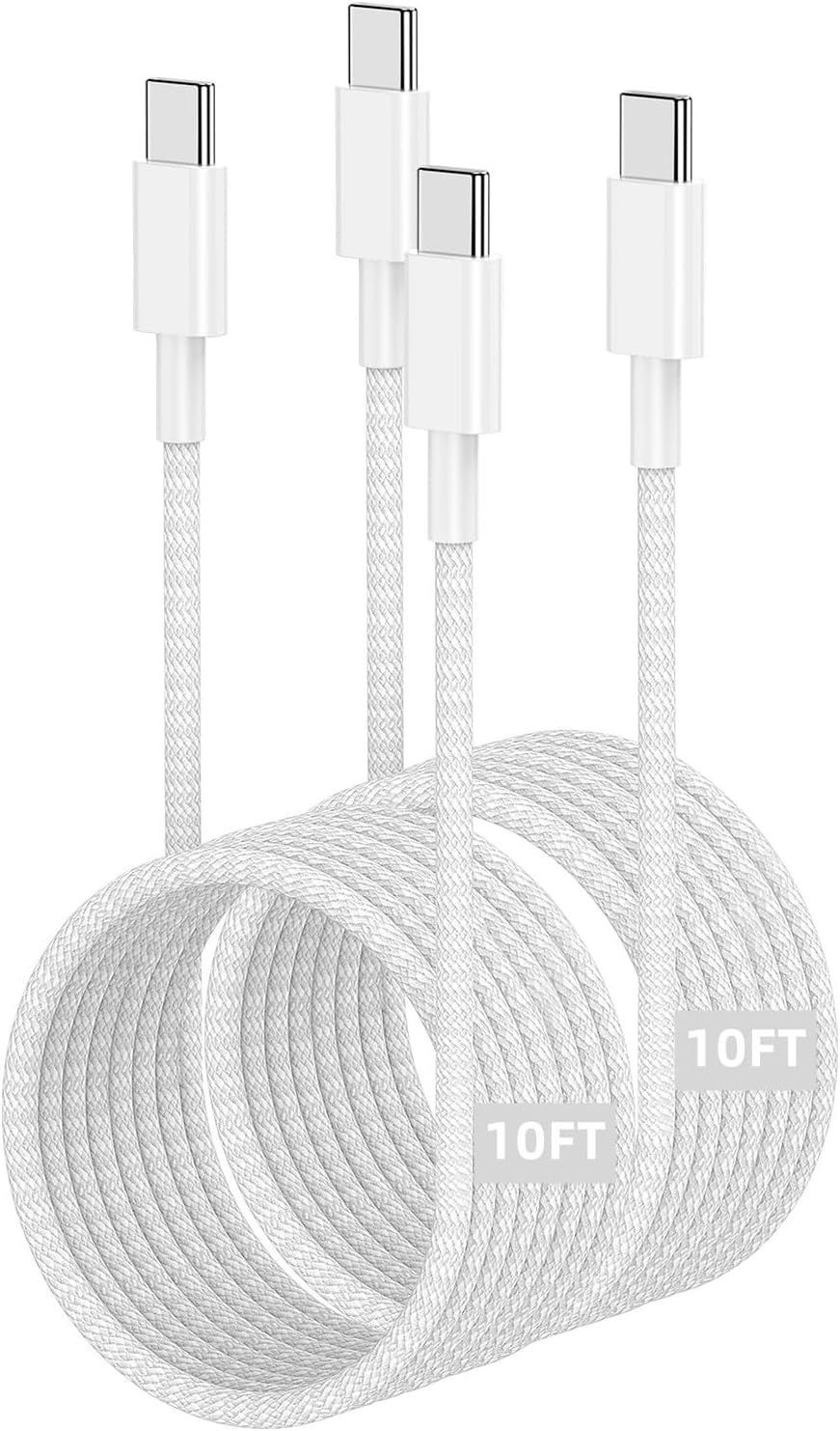 USB C to C Charger Cable 10ft, 60W Type C to C Fast Charging Cable Cord Long for Apple iPhone 17 Pro Max/17 Air/16 Pro Max/16 Pro/15 Plus/15 Pro Max/MacBook